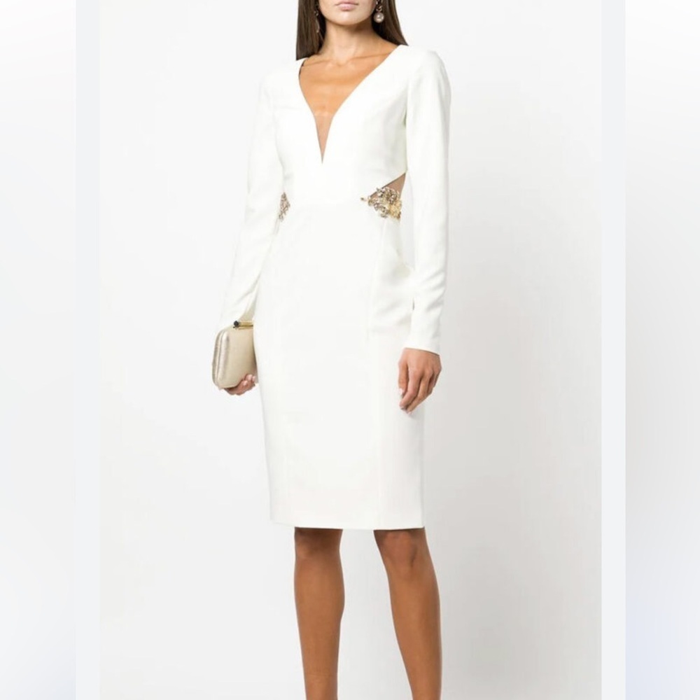 NWT Marchesa Notte Ivory Cutout Embellished Dress - Size 4